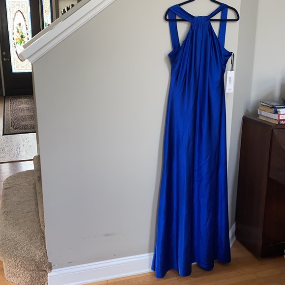 Calvin Klein Halter Neck Gown with Draped Neckline - Picture 4 of 14